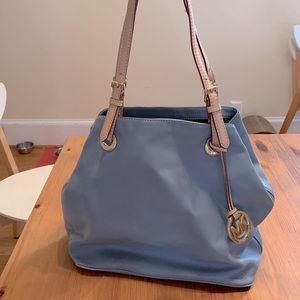 Michael Kors pale blue leather hobo bag